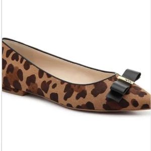 COLE HANN Pointy Flats. Leopard print calf hair upper. Women Size 7